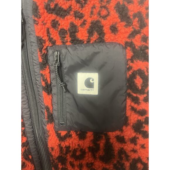 Carhartt W JANET LINER Fleece Jacket XS Polyester Red Leopard - Picture 5 of 7